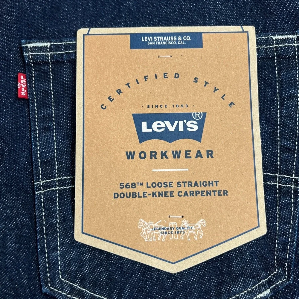 Levi's 568 Double Knee Carpenter Jeans 40x30 Blue Loose Straight Workwear NWT